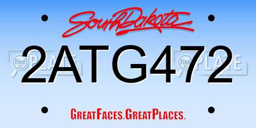 2ATG472 South Dakota License Plate