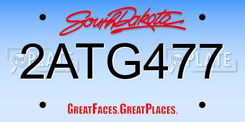 2ATG477 South Dakota License Plate