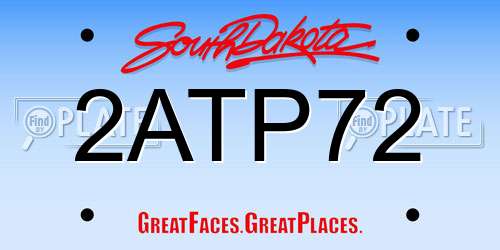 2ATP72 South Dakota License Plate