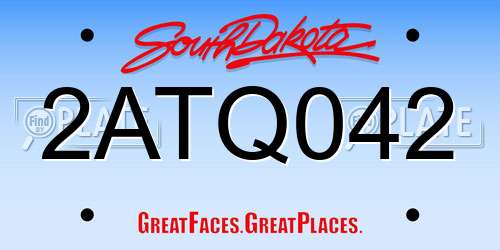 2ATQ042 South Dakota License Plate