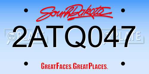 2ATQ047 South Dakota License Plate