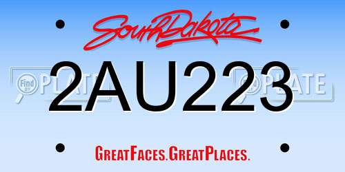 2AU223 South Dakota License Plate