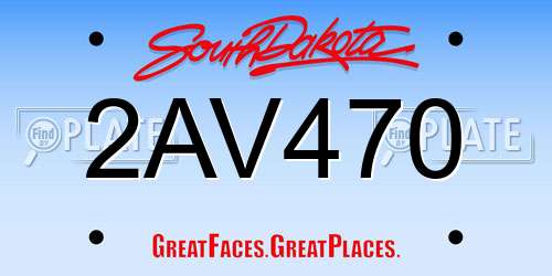 2AV470 South Dakota License Plate