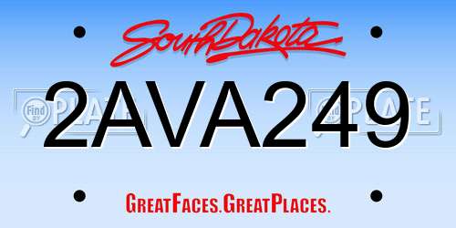 2AVA249 South Dakota License Plate