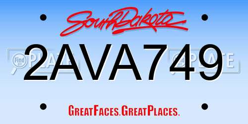 2AVA749 South Dakota License Plate