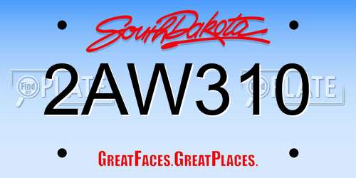 2AW310 South Dakota License Plate