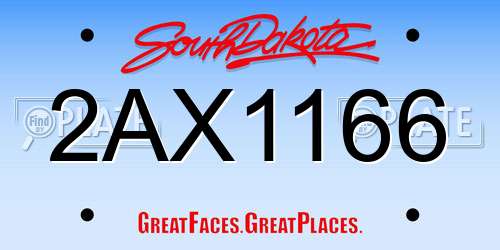 2AX1166 South Dakota License Plate
