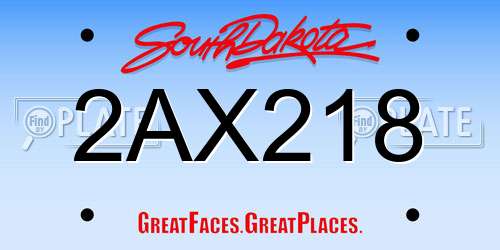 2AX218 South Dakota License Plate