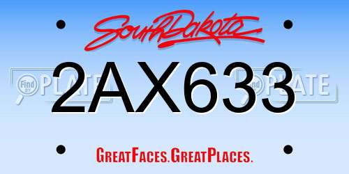 2AX633 South Dakota License Plate