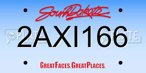 2AXI166 South Dakota License Plate
