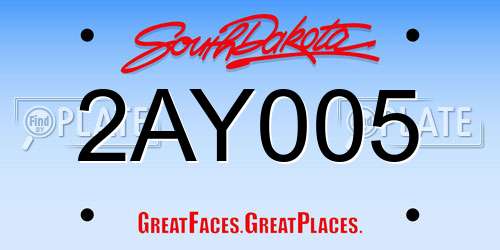 2AY005 South Dakota License Plate