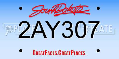2AY307 South Dakota License Plate