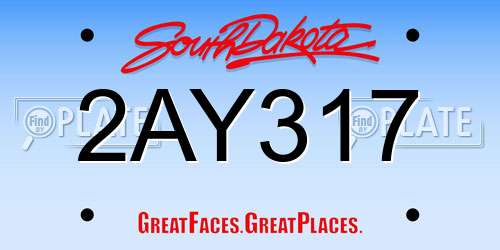 2AY317 South Dakota License Plate
