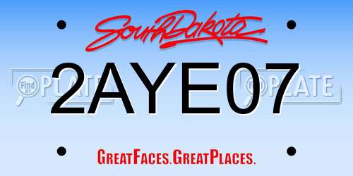 2AYE07 South Dakota License Plate