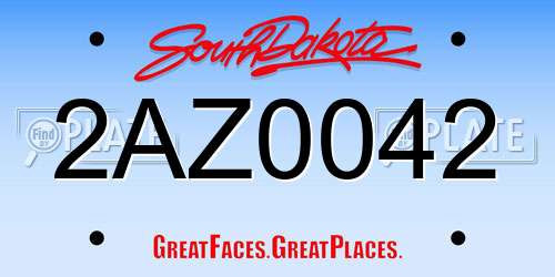 2AZ0042 South Dakota License Plate