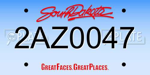 2AZ0047 South Dakota License Plate