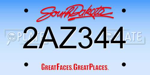 2AZ344 South Dakota License Plate