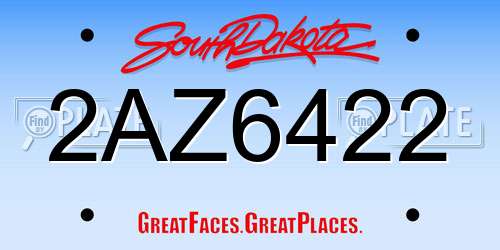 2AZ6422 South Dakota License Plate
