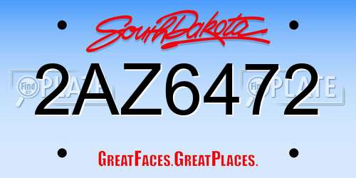 2AZ6472 South Dakota License Plate