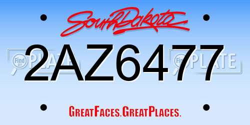 2AZ6477 South Dakota License Plate