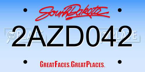 2AZD042 South Dakota License Plate
