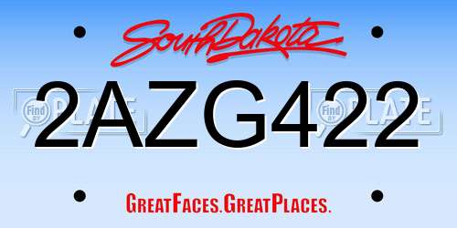 2AZG422 South Dakota License Plate