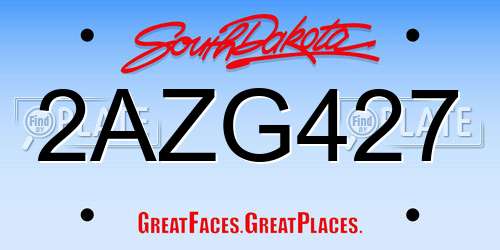 2AZG427 South Dakota License Plate