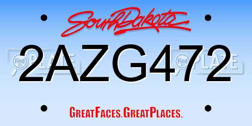 2AZG472 South Dakota License Plate