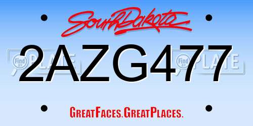 2AZG477 South Dakota License Plate