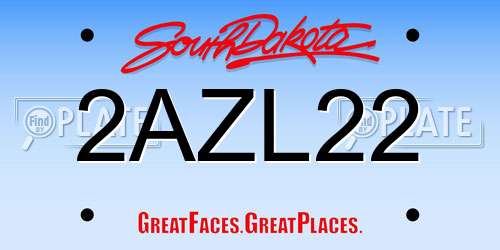 2AZL22 South Dakota License Plate