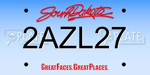 2AZL27 South Dakota License Plate