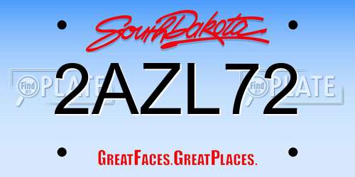 2AZL72 South Dakota License Plate