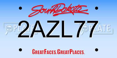 2AZL77 South Dakota License Plate