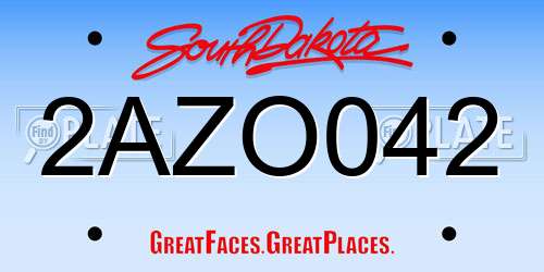 2AZO042 South Dakota License Plate