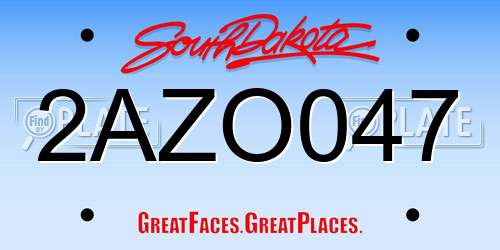 2AZO047 South Dakota License Plate