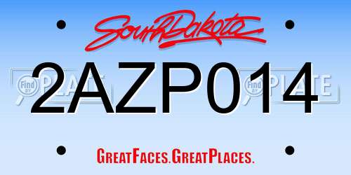 2AZP014 South Dakota License Plate