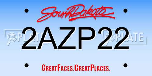 2AZP22 South Dakota License Plate