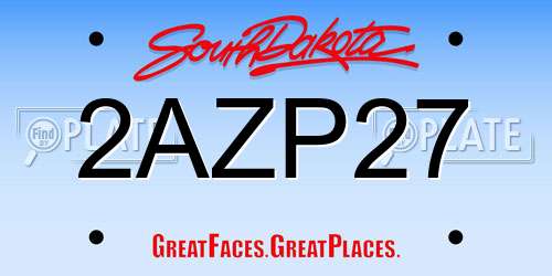 2AZP27 South Dakota License Plate