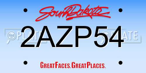 2AZP54 South Dakota License Plate
