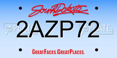 2AZP72 South Dakota License Plate