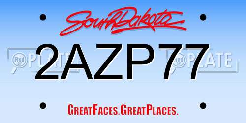 2AZP77 South Dakota License Plate
