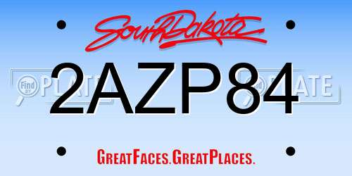 2AZP84 South Dakota License Plate