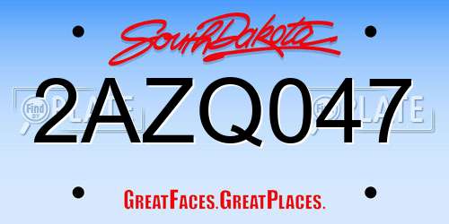 2AZQ047 South Dakota License Plate