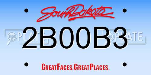 2B00B3 South Dakota License Plate