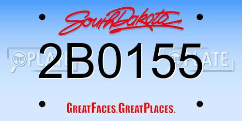2B0155 South Dakota License Plate