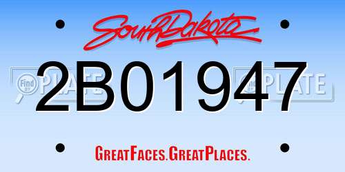 2B01947 South Dakota License Plate