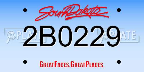 2B0229 South Dakota License Plate