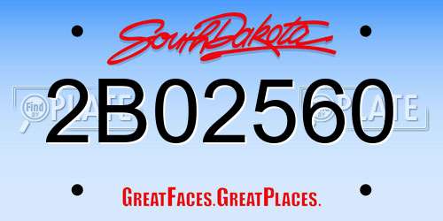 2B02560 South Dakota License Plate