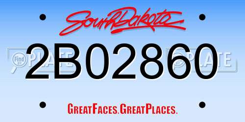 2B02860 South Dakota License Plate