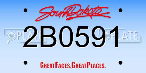 2B0591 South Dakota License Plate